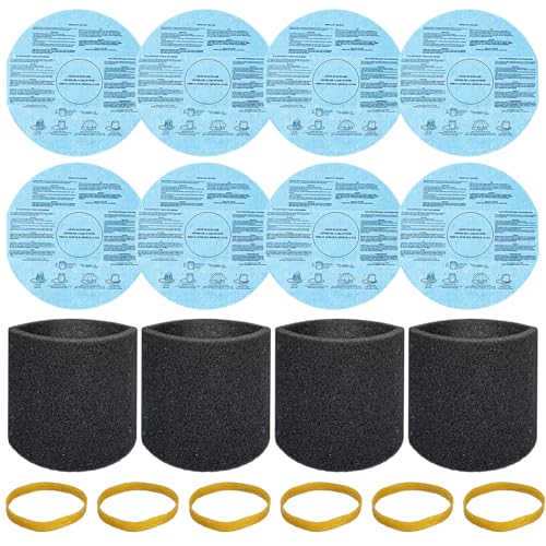 8 Pack 90107/90137 Shop Vac Reusable Dry Filters & 4 Pcs 90585 Foam Sleeve - color: 90107 Dry Filter(Blue)