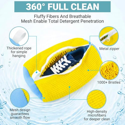Shoe Washing Machine Bag 2 Pack - Reusable Laundry Shoe Bag for Washer and Dryer, 360° Deep Cleaning Machine for All Shoes Sneaker Tennis Shoes