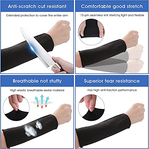 Aster 2Pairs Arm Protection Sleeves Cut Resistant Sleeves Level 5 Protective Arm Sleeves Heat Resistant Sleeves Protectors for Thin Skin Bruising Men Women