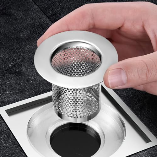 DOITOOL Bathroom Sink Strainer 3Pcs Hair Catcher Shower Drain, Bathtub Drain Cover, Sink Tub Stopper, Deep Stainless Steel Strainer for Bathroom, Fit Hole Size from 1.25 to 2.17