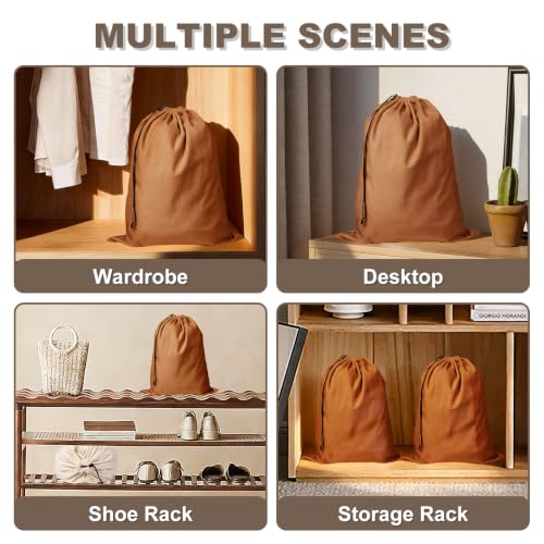 5 Pack Shoe Bags for Travel, Washable Dust Bags Drawstring Travel Shoe Bag - color: Brown