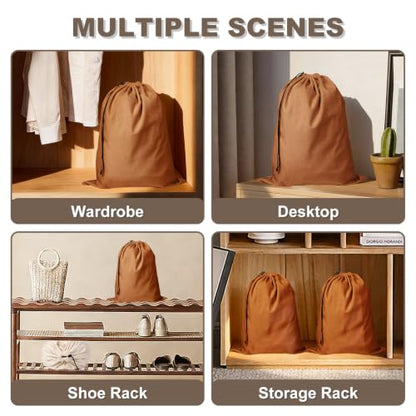 5 Pack Shoe Bags for Travel, Washable Dust Bags Drawstring Travel Shoe Bag - color: Brown