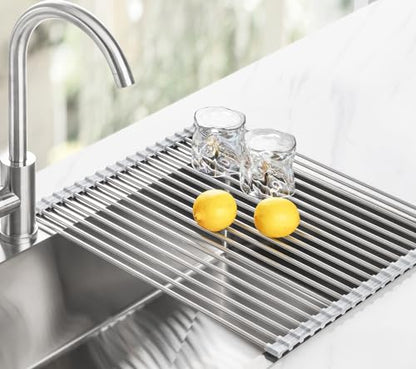 Tomorotec Roll Up Dish Drying Rack Over Sink, 304 Steel, 17.7x15.5, Marble - color: Marble, size: 17.7 x 15.5 in