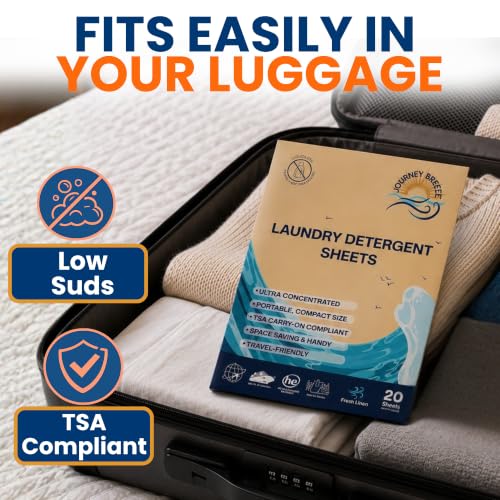Travel Laundry Detergent Sheets Pack of 3 – Compact Laundry Sheets for Travel, Hand Wash or Machine Wash Detergent Strips for Sink Washing Clothes on Trips, Hotels & Cruises - style: Travel Laundry Sheets 3-Pack (20 sheets each)