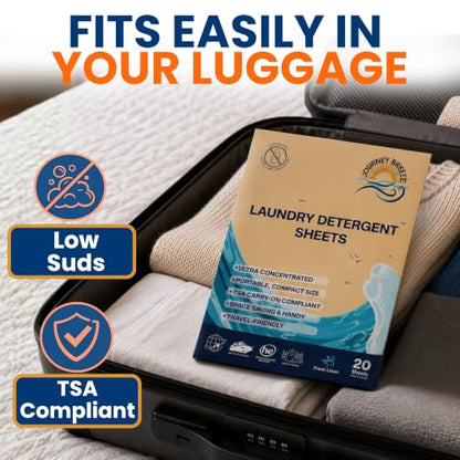 Travel Laundry Detergent Sheets Pack of 3 – Compact Laundry Sheets for Travel, Hand Wash or Machine Wash Detergent Strips for Sink Washing Clothes on Trips, Hotels & Cruises - style: Travel Laundry Sheets 3-Pack (20 sheets each)