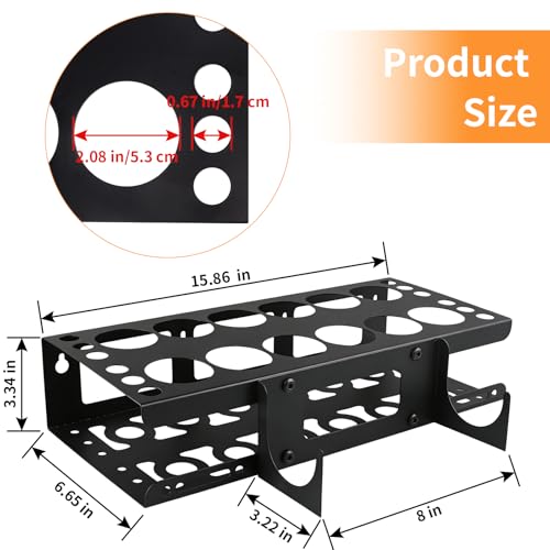 12 Slots Caulking Gun and Tubes Holder, Wall Mount Caulk Tubes Storage Rack, Metal Caulking Tools Organizer for Garage, Workshop, Work Van