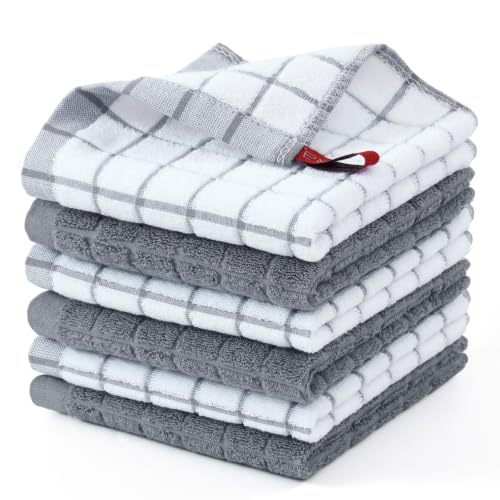 Homaxy Premium Cotton Kitchen Dish Cloths 12"x 12", 6 Pack, Grey - color: Grey, size: 12" X 12" - 6 Pack