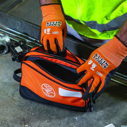 KLEIN TOOLS Tool Pouch, Dual Compartments, Heavy-Duty Tool Bag Organizer, Multipurpose Bag - size: 10" x 6"