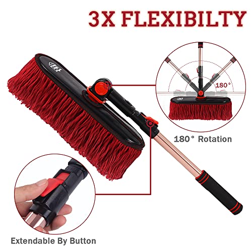 Exterior Car Duster & Brush Kit - Loop End, Red Brush - color: Dark Red