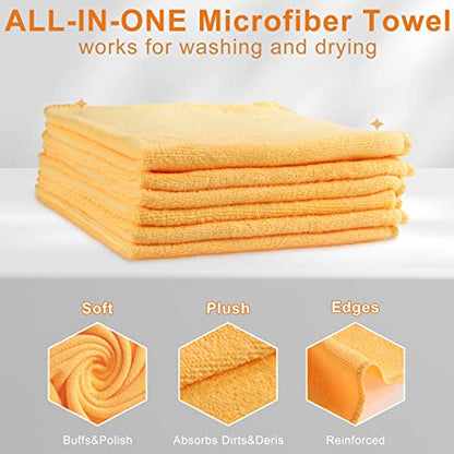 Nuenen Car Microfiber Clean Cloths, Yellow, 16 x 16 Inch, 60 Pcs - color: Yellow, size: 16 x 16 inches