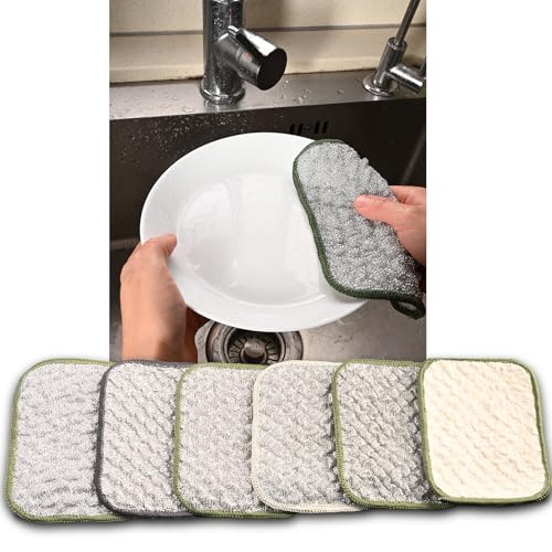 Silver Microfiber Scrubbing Pads, Non-Scratch for Pots, 6-Pack - color: Silver 6pcs