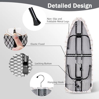 SheeChung Small Ironing Board with Rest,Mini Foldable Iron Board,32" Lx12 W - style: Hexagon with rest-32"L x 12"W