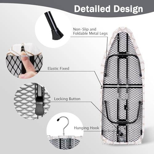 SheeChung Small Ironing Board with Rest,Mini Foldable Iron Board,32" Lx12 W - style: Hexagon with rest-32"L x 12"W