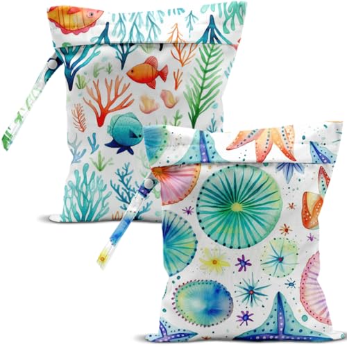 Wet Dry Bags Wet Bags Dirty Laundry Travel Bag Colorful Jellyfish Aesthetics Waterproof Zipper Bag for Swimsuit Travel Beach - color: Playful