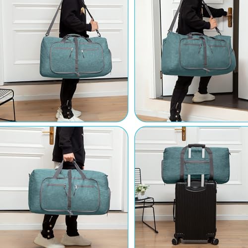 Vomgomfom 65L/85L/115L Foldable Travel Duffle Bag with Shoe Compartment - color: F Green, size: 115L