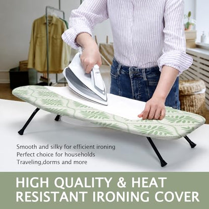 SheeChung Small Ironing Board 12"x32",Mini Ironing Board with Metal Mesh - style: Bohemian Leaves-32"x12"