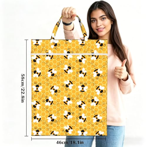 Yellow Cute Bee Cartoon Travel Laundry Bags Cloth Diaper Wet Bags Handle Washable Dirty Clothes Bags Wet Dry Bag Suitcase Gym Swimming Pool College Dorm Wet Bag - color: 1 PC1, size: One Size