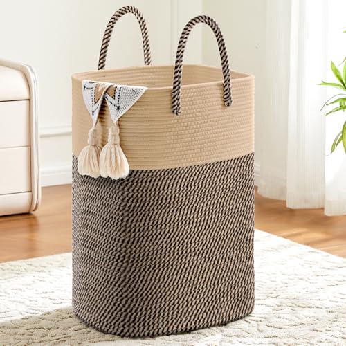 Artfeel Laundry Basket,Woven Cotton Rope Laundry Hamper,80L Versatile Storage for Dirty Clothes,Baby Toys,and Blankets in Bathroom, Nursery,and Living Room - color: Jute, size: 40L