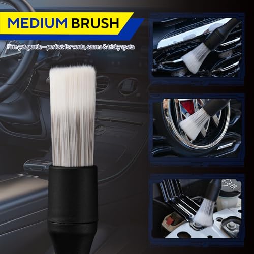 4PCS Car Detailing Brush Kit - Ultra Soft Boars Hair Car Interior Detailing Brushes, Includes 4 Different Brushes, Multi-use for Cleaning Interior or Exterior - Perfect Car Accessory Gift - size: 4PCS-A