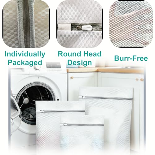 Laundry Bags Mesh Wash Bags for Delicates, 3Pcs 12"x16" honeycomb mesh fine Storage Bag, sturdy smooth zipper, suitable for shirts, underwear, bras, shoes (3)