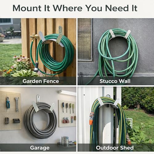 Gardzen 304 Stainless Steel Garden Hose Holder, Heavy Duty Wall Mounted Hanger, Rust-Resistant Outdoor Storage Rack for Backyard, Fence, Garage & Shed - size: 304 Stainless - 1 Pack
