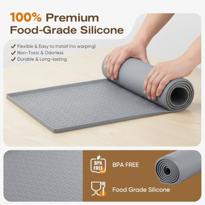 TRZZ Waterproof Under Sink Mat, 28"x19", Drip Tray Shelf Liner, Beige - color: Beige, size: 19"W x 28"L