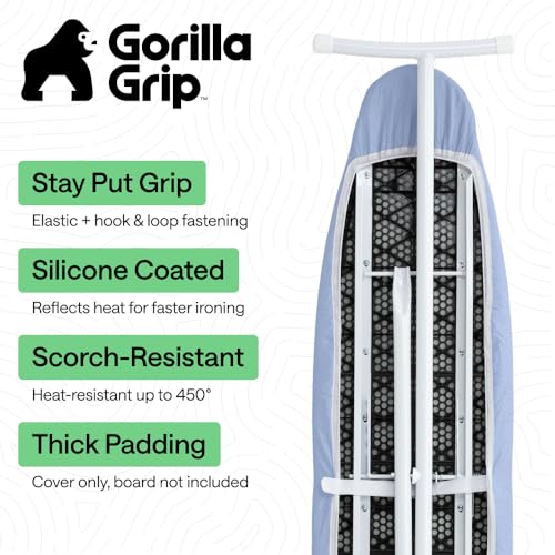 GORILLA GRIP Padded Ironing Board Cover, 15x54, Blue - color: Blue, size: 15" X 54"
