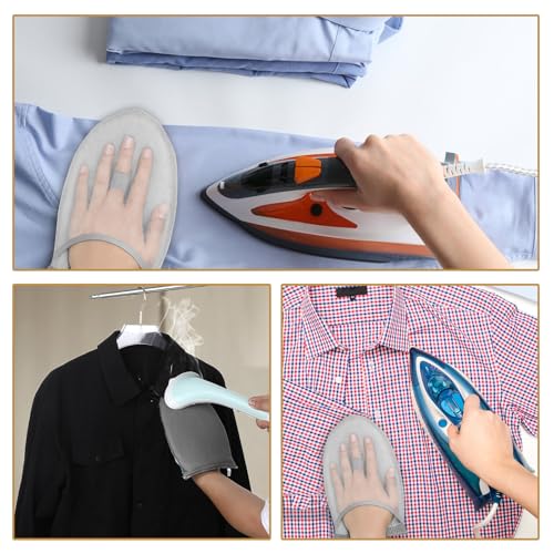 Garment Steamer Ironing Gloves, Portable Clothing Steam Engine Gloves Anti Steam & Heat Resistant Garment Steamer Mitt Travel Handheld Ironing Board Accessories with Finger Loop for Steaming Clothes