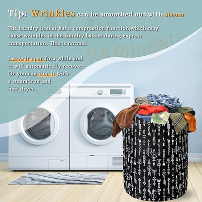 Adventure Arrow Laundry Basket Oxford Cloth Foldable Hamper 18.9x16.5 Inch - color: Black White Arrow