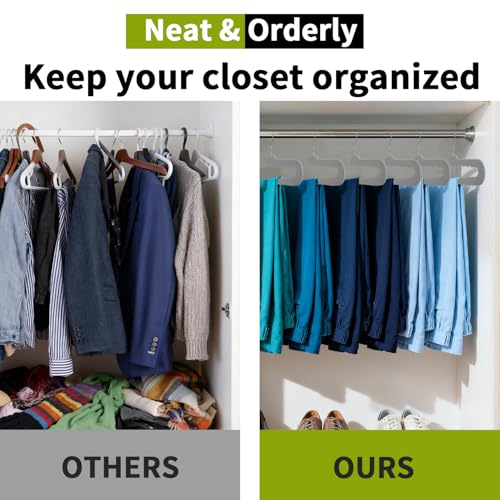 ManGotree Non Slip Velvet Pants Hangers Felt Jean Hangers 48 Pack Grey - color: Gray, size: 48 Pack