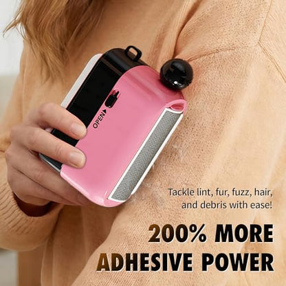 Washable Lint Roller for Pet Hair, Reusable Sticky Remover for Clothes, Furniture, Carpet, Couch, Car Seats (Pink) - color: Pink