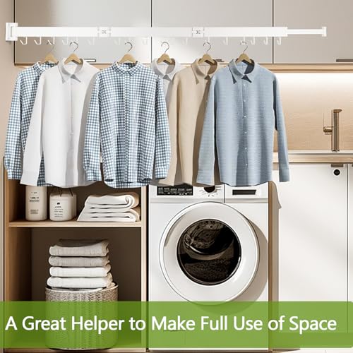 Kelisiting Clothes Drying Rack, Laundry Drying Rack Wall Mounted, [No-Drill & Drilling to Choose] 3-Fold Laundry Drying Racks for Hanging Clothes, Foldable & Sturdy Space Saver for Laundry Room -White - color: White, size: 3-Fold-Classic
