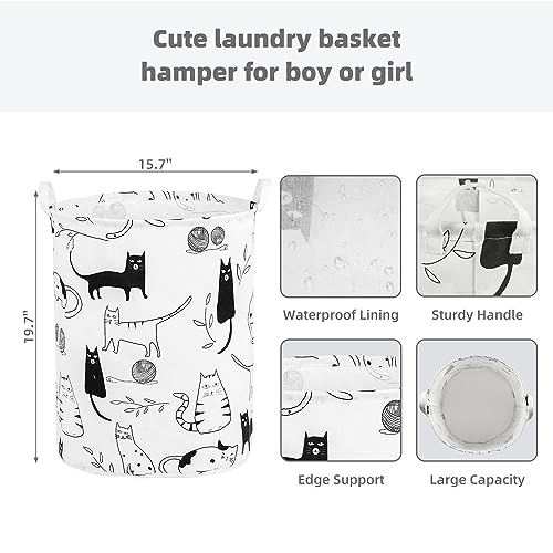 Foldable Baby Laundry Basket Hamper for Nursery Girl Boy kids Clothes laundry hamper basket Portable Tall Collapsible Cute Laundry Basket Organizer, Nursery Storage Basket with Handles (Animal Cats) - color: Animal Cats