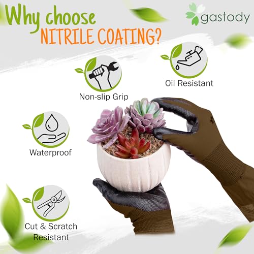 Long Sleeve Gardening Gloves for Women & Men, Long Cuff Garden Gloves - color: Black and Brown, size: Medium