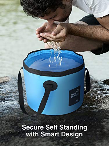 Luxtude Collapsible Bucket with Handle, Portable 5 Gallon Bucket for Camping, Fishing, Beach, Gardening, RV & Outdoor Emergency, Heavy-Duty & Ultra Lightweight Water Storage Container - color: Blue