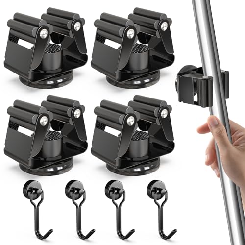 3-H 4 Pack Magnetic Broom Holder with 4 Pack Mini Magnetic Hooks,Black - color: Black, size: 4pc+4pc(42mm-Magnet)