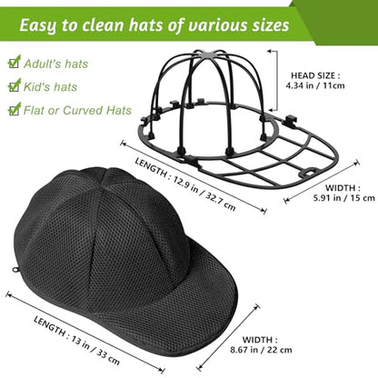 Eiito Hat Washer Cage, 2 Pack Black Ball Cap Washer for Adult & Kids - color: With Mesh Black 2 Pack