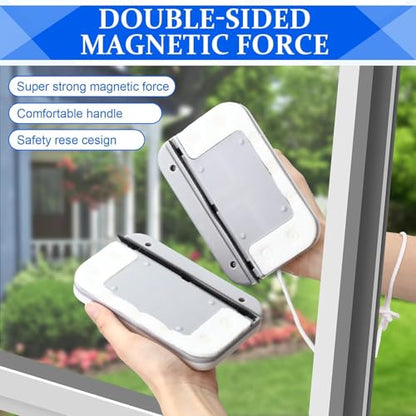 Magnetic Windshield Cleaner Tool Set, Widen Double-Sided Magnetic Window Cleaner Tool, Windshield Magnetic Car Window Cleaner, Glass Thickness 3-10mm for High Rise Car Glazed.