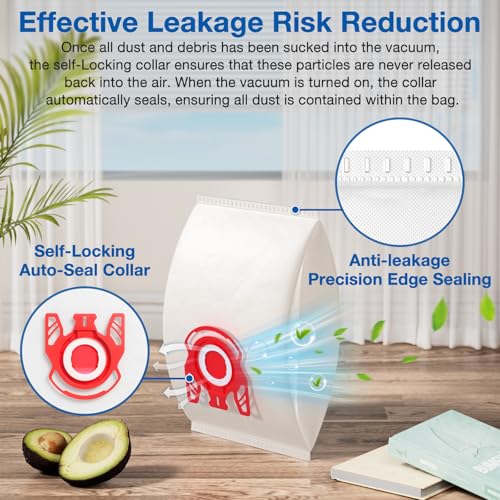 20 Pack 3D Airclean FJM Vacuum Cleaner Bags for Miele FJM Vacuum Cleaner - color: Red, size: 20 Pack FJM Bags