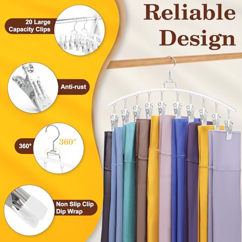 2 Pack Legging Organizer for Closet 360° Swivel, Space Saving Metal Gym Clothes Hangers w/20 Clips Holds 20 Leggings, Closet Organizers and Storage, Room Organization Essentials, White - color: White, size: 2 Pack