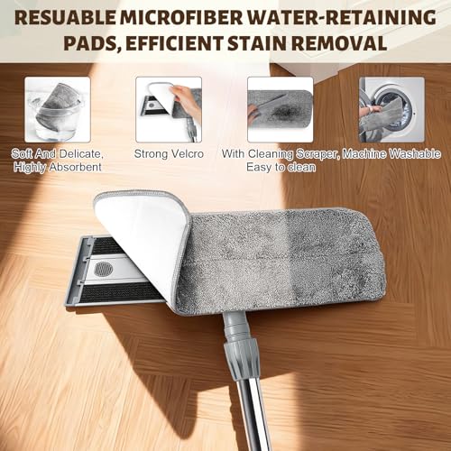 Microfiber Mop, 360° Rotating Flat Floor Cleaner 4 Pads, Grey - color: Gray
