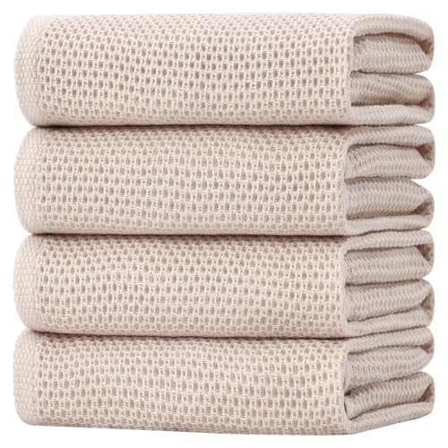 Homaxy 100% Cotton Oversized Waffle Weave Kitchen Towels 4-Pack, Beige - color: Beige, size: 20 X 28 - 4 Pack