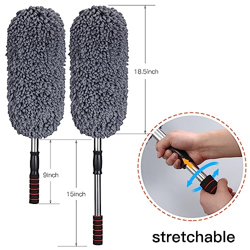 IPELY 6 Pack Large Microfiber Car Duster Exterior Scratch Free with Extendable, Car Duster Interior Multipurpose dust Cleaning - size: Interior and Exterior Duster (Kit) (Pack of 2)