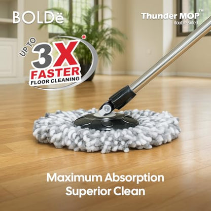 Thunder Mop Spin System - Double-Sided - 3 Free Refills (Black/Grey) - color: Black/Grey
