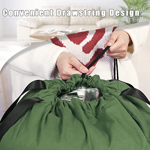 Sanlykate Large Canvas Cotton Laundry Bag with Drawstring & Handles, Heavy Duty Durable Dirty Clothes Organizer, Tear Resistant Hamper Liner Storage Bag, Travel Sack, 25.5 x 34inch - Army Green - color: ArmyGreen