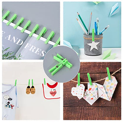 60Pcs Mini Clothespins for Baby Shower Games Green Clothes Pins 1.4 Inch - color: Green
