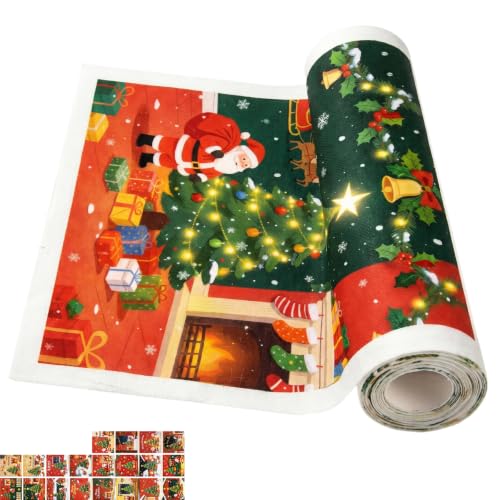 Printed Kitchen Cleaning Cloth Roll, Thick Absorbent Hand-Tear Lazy Cloth - color: Christmas