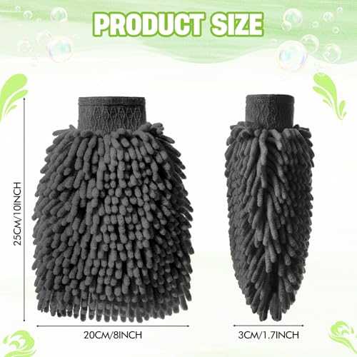 24 Pack Car Wash Mitts Bulk Microfiber Wash Mitts, Grey - color: Grey