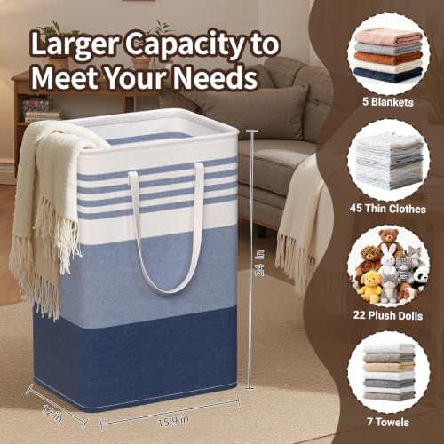 WOWBOX 2 Pack Laundry Baskets, Collapsible Dirty Clothes Laundry Hampers - color: Blue, size: 75L