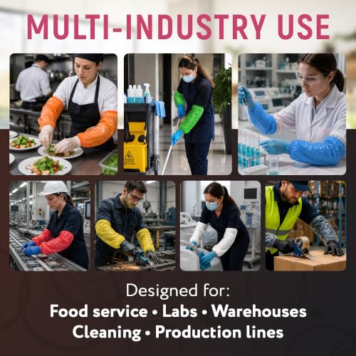 ABC PACK & SUPPLY Disposable Arm Sleeves, 18 Inch PE Arm Covers, Sleeve Covers with Elastic Ends for Food Processing - color: White, size: 100 Pack